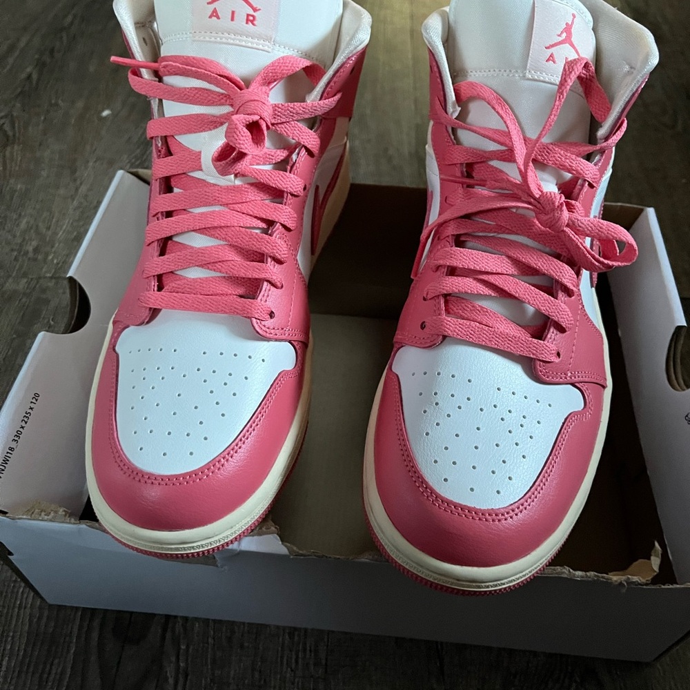 Jordan Women's Pink and Cream High-Top Sneakers - Picture 2 of 5